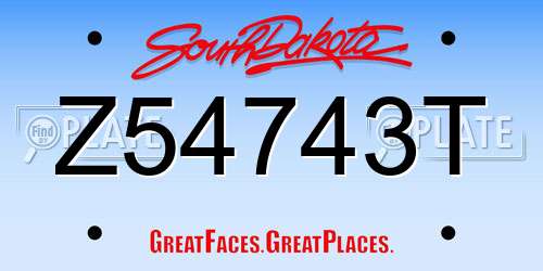 Z54743T South Dakota License Plate