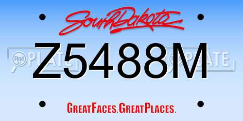 Z5488M South Dakota License Plate