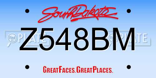 Z548BM South Dakota License Plate