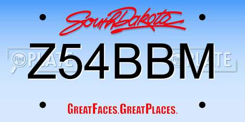 Z54BBM South Dakota License Plate
