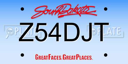 Z54DJT South Dakota License Plate