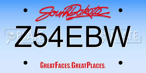 Z54EBW South Dakota License Plate