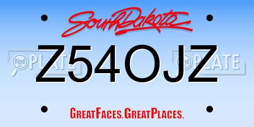 Z54OJZ South Dakota License Plate