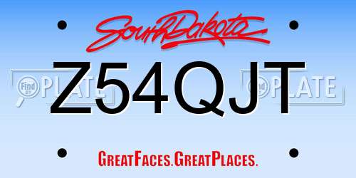 Z54QJT South Dakota License Plate