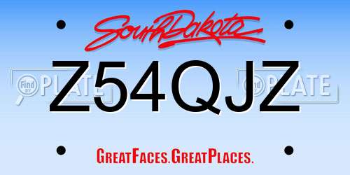 Z54QJZ South Dakota License Plate