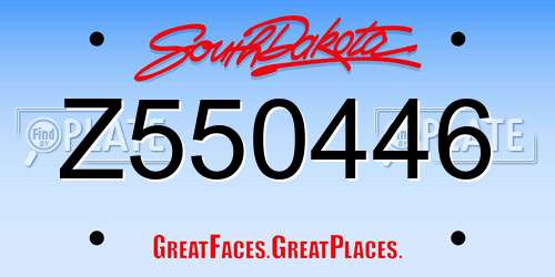 Z550446 South Dakota License Plate