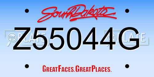 Z55044G South Dakota License Plate