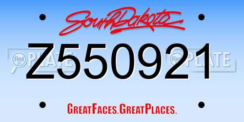 Z550921 South Dakota License Plate