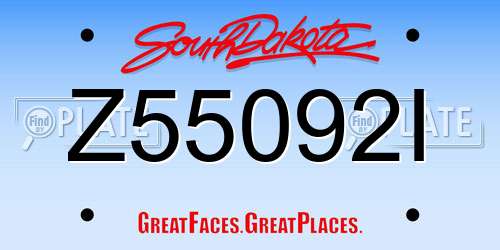 Z55092I South Dakota License Plate