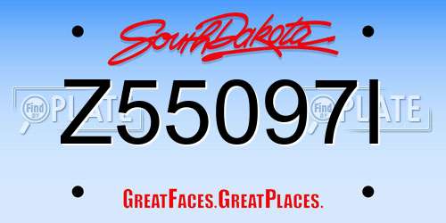 Z55097I South Dakota License Plate