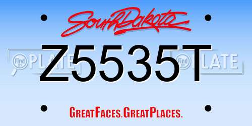 Z5535T South Dakota License Plate