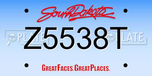 Z5538T South Dakota License Plate