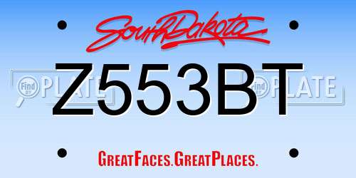 Z553BT South Dakota License Plate