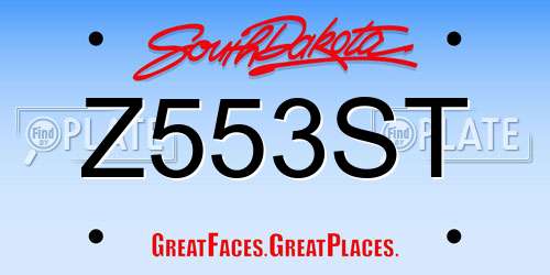 Z553ST South Dakota License Plate
