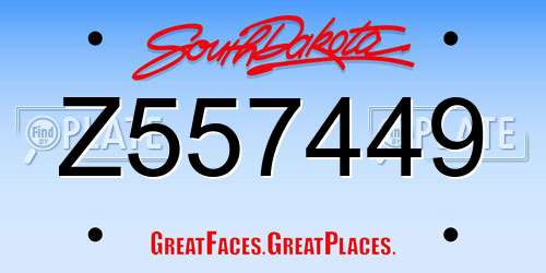 Z557449 South Dakota License Plate
