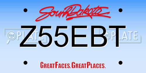 Z55EBT South Dakota License Plate