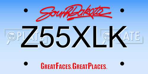 Z55XLK South Dakota License Plate
