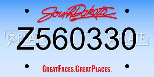 Z560330 South Dakota License Plate