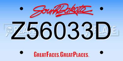 Z56033D South Dakota License Plate