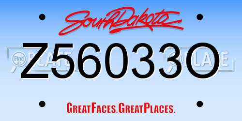 Z56033O South Dakota License Plate