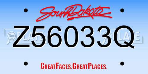 Z56033Q South Dakota License Plate