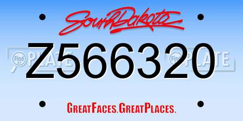 Z566320 South Dakota License Plate