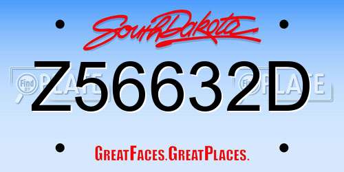 Z56632D South Dakota License Plate