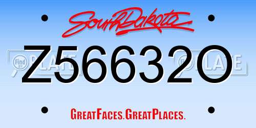 Z56632O South Dakota License Plate