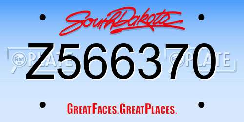 Z566370 South Dakota License Plate