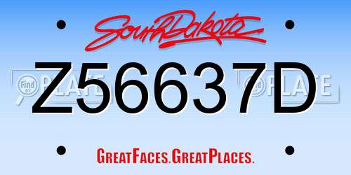 Z56637D South Dakota License Plate