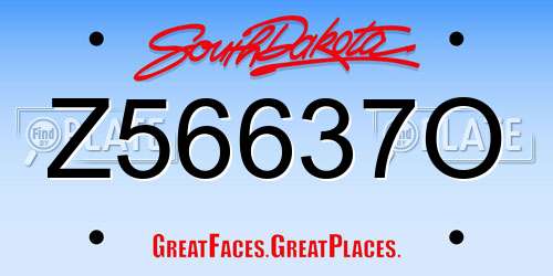 Z56637O South Dakota License Plate