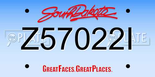 Z57022I South Dakota License Plate