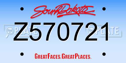 Z570721 South Dakota License Plate