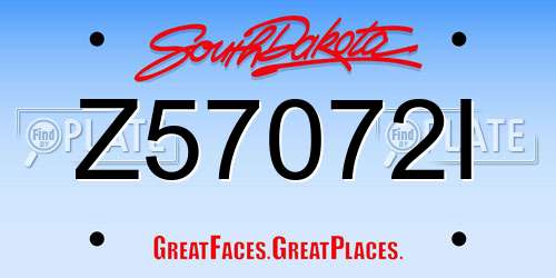 Z57072I South Dakota License Plate