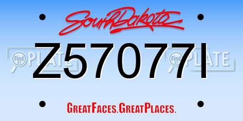 Z57077I South Dakota License Plate