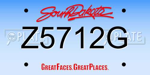 Z5712G South Dakota License Plate