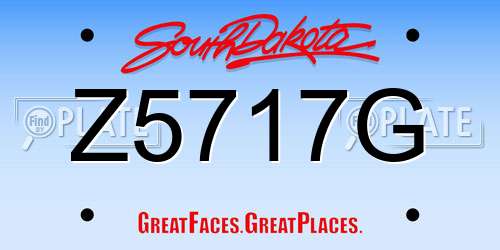 Z5717G South Dakota License Plate