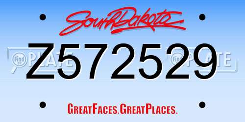 Z572529 South Dakota License Plate