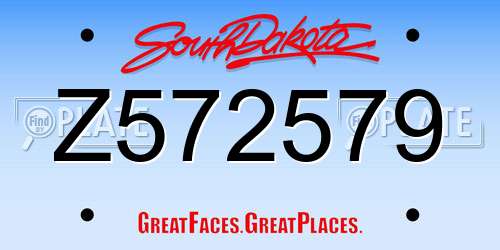 Z572579 South Dakota License Plate