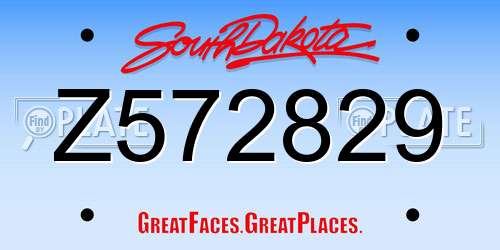 Z572829 South Dakota License Plate