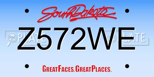 Z572WE South Dakota License Plate