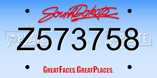 Z573758 South Dakota License Plate