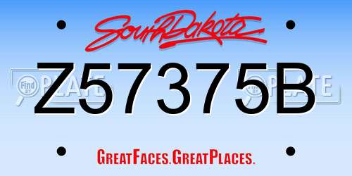 Z57375B South Dakota License Plate