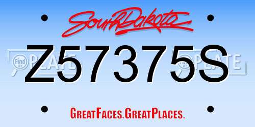 Z57375S South Dakota License Plate