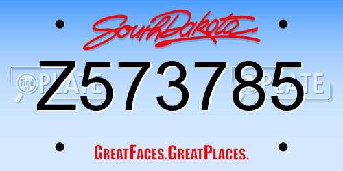 Z573785 South Dakota License Plate
