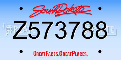 Z573788 South Dakota License Plate