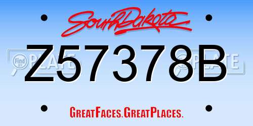 Z57378B South Dakota License Plate