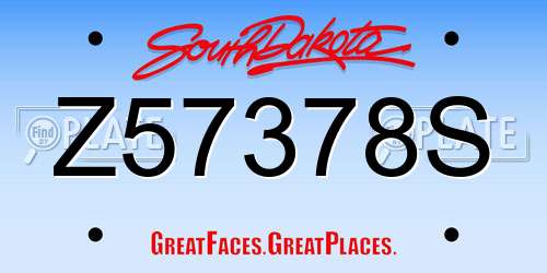Z57378S South Dakota License Plate