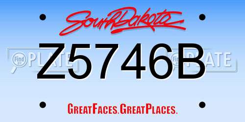 Z5746B South Dakota License Plate
