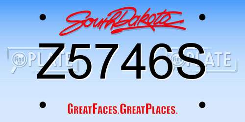 Z5746S South Dakota License Plate